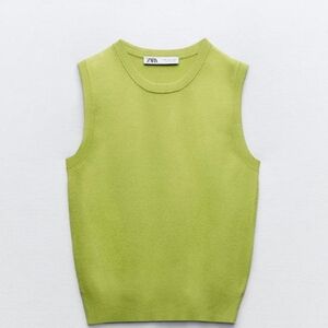 Zara Lime green viscose blend knit sleeveless top size Small Nwt